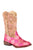 Roper Kids Girls Glitter Blocks Pink/Fuchsia Faux Leather Cowboy Boots