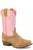 Roper Kids Girls White Brands Pink/Tan Leather Cowboy Boots