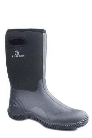 Roper Mens Barnyard Black Neoprene Work Boots