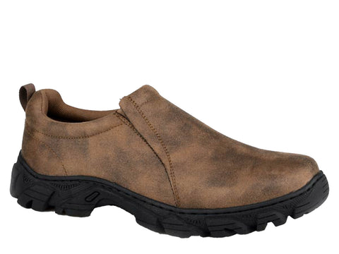 Roper Mens Cotter Vintage Brown Faux Leather Slip-On Shoes