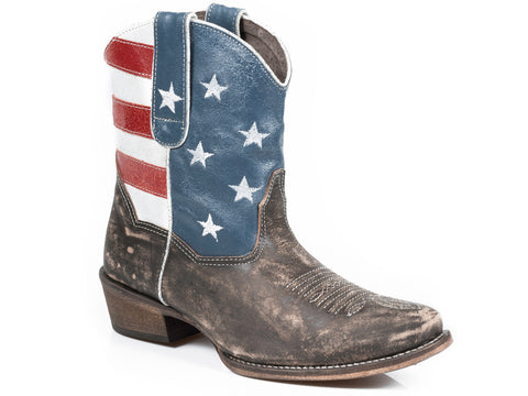 Roper Womens American Beauty Brown Multi Leather Cowboy Boots