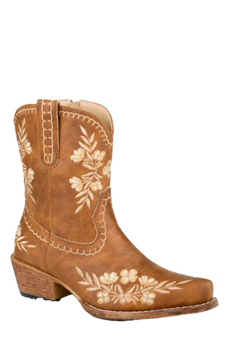 Roper Womens Wynona Tan Faux Leather Cowboy Boots