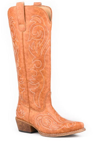 Roper Womens Ryder Tan Faux Leather 16in Cowboy Boots
