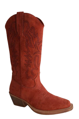 Roper Womens Kit Laser Cognac Faux Leather Cowboy Boots
