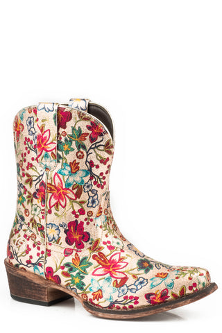 Roper Womens Ingrid Gold Multi Faux Leather Cowboy Boots