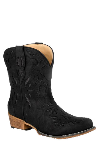 Roper Womens Selena Black Faux Leather Cowboy Boots