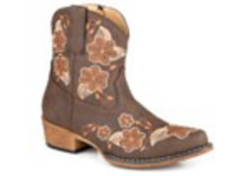 Roper Womens Wildflower Brown Faux Leather Cowboy Boots