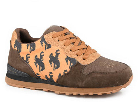 Roper Womens Giddyup Bronc Brown/Tan Suede Jogger Sneakers Shoes