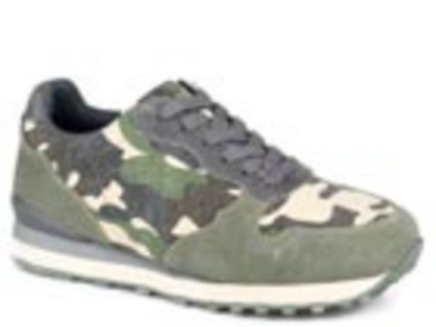 Roper Womens Giddyup Camo Green Suede Sneakers Shoes