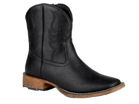 Roper Womens Shayla Black Faux Leather Cowboy Boots