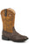 Roper Youth Unisex Daniel Dark Brown/Tan Faux Leather Cowboy Boots