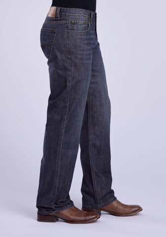 Tin Haul Mens Regular Joe Curved Gold Blue 100% Cotton Jeans