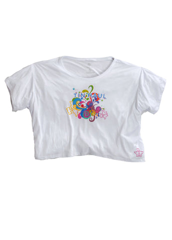 Tin Haul Womens Paint Swirl Crop White 100% Cotton S/S T-Shirt