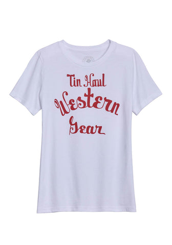 Tin Haul Womens Western Gear White/Red 100% Cotton S/S T-Shirt