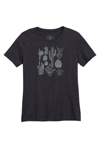 Tin Haul Womens Scattered Cacti Dark Grey Cotton Blend S/S T-Shirt
