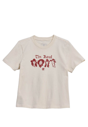 Tin Haul Womens Cowgirl Faces Natural 100% Cotton S/S T-Shirt