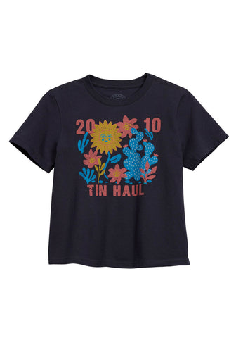 Tin Haul Womens Sunshine and Flowers Dark Grey 100% Cotton S/S T-Shirt