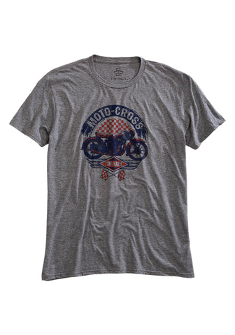 Tin Haul Unisex Moto Cross Motorcycle Grey 100% Cotton S/S T-Shirt