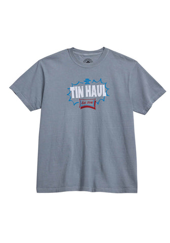 Tin Haul Unisex Retro Screenprint Light Grey 100% Cotton S/S T-Shirt