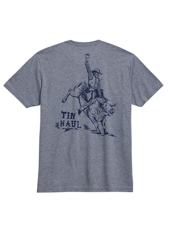 Tin Haul Unisex Back Bronc Rider Heather Grey Poly/Cotton S/S T-Shirt