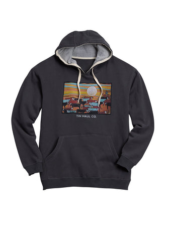 Tin Haul Mens Sunset Roundup Painting Grey Cotton Blend Hoodie