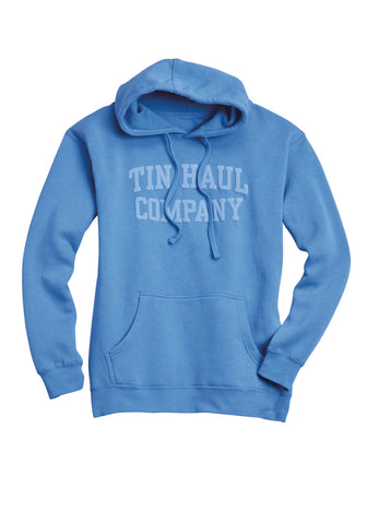 Tin Haul Womens Faux Embossed Logo Blue Cotton Blend Hoodie