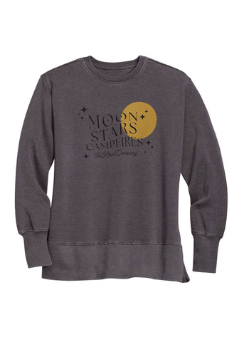 Tin Haul Womens Moon Stars Campfires Grey Cotton Blend Sweatshirt