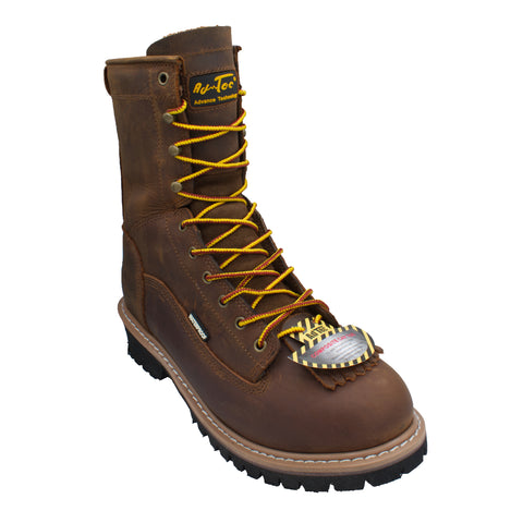 AdTec Mens 8in Composite Toe Waterproof Logger Crazy Horse Work Boots