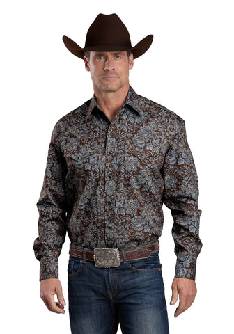 Stetson Mens 2575 Fall Paisley Brown 100% Cotton L/S Shirt
