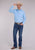 Stetson Mens Fine Line Stripe Blue 100% Cotton L/S Shirt