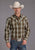 Stetson Mens Sand Dobby Plaid Brown 100% Cotton L/S Shirt