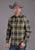 Stetson Mens Twill Ombre Plaid Khaki/Black 100% Cotton L/S Shirt