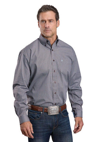 Stetson Mens Diamonds Etc Brown 100% Cotton 1 Pkt L/S Shirt