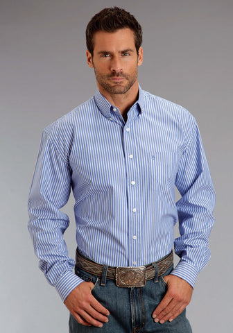 Stetson Mens 898 Candy Stripe Periwinkle 100% Cotton 1 Pkt L/S Shirt