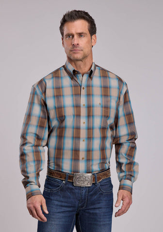 Stetson Mens Sandalwood Ombre Brown 100% Cotton 1 Pkt L/S Shirt