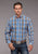 Stetson Mens Chambray Dobby Plaid Blue 100% Cotton 1 Pkt L/S Shirt