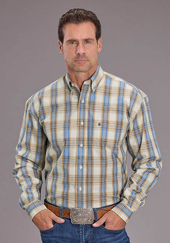 Stetson Mens 2514 Cinnabar Plaid Brown 100% Cotton 1 Pkt L/S Shirt