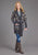 Stetson Womens Aztec Self Tie Grey/Indigo Wool Blend Cardigan Sweater