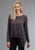 Stetson Womens 758 Plaid Peasant Grey/Brown Cotton Blend L/S Tunic