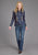 Stetson Womens Floral Embroidery Dark Denim Tencel/Rayon L/S Shirt