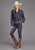 Stetson Womens Collared Oversized Dark Blue Tencel/Rayon L/S Shirt