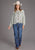 Stetson Womens Field Flower Peasant Blue 100% Rayon L/S Blouse