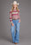 Stetson Womens Vintage Tapestry Red/Tan 100% Rayon L/S Blouse