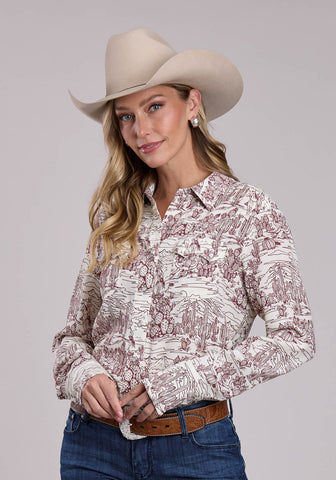 Stetson Womens Desert Toile Crepe Cream Viscose L/S Shirt