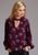 Stetson Womens Floral Herringbone Wine/Blue 100% Rayon L/S Blouse