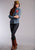 Stetson Womens Rose Boyfriend Fit Blue 100% Cotton L/S Shirt
