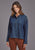 Stetson Womens Fold Down Collar Dark Blue 100% Cotton L/S Tunic