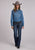 Stetson Womens Asymmetrical Hexagon Blue 100% Cotton L/S Shirt