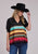 Stetson Womens Stripe Border Print Multi-Color 100% Viscose S/S Blouse