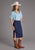 Stetson Womens 2437 1/2 Button Placket Powder Blue 100% Rayon S/S Blouse